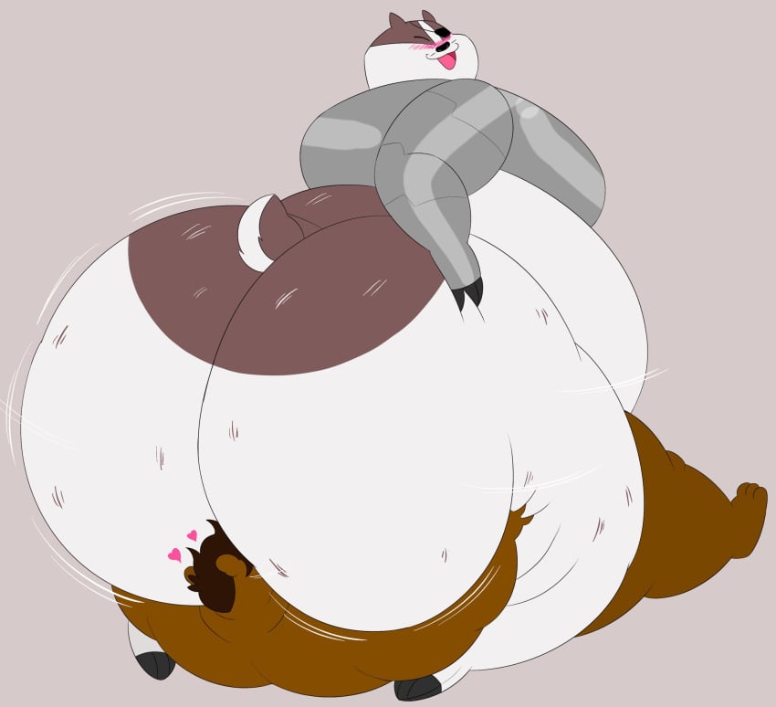 ass_bigger_than_head badger badgerclops bear big_ass blush cinna_(megacoolbear) facesitting fat furry gay grabbing_ass hearts_around_head megacoolbear_(artist) shaking_butt smiling