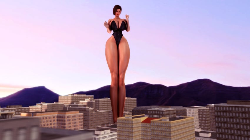 big_breasts bottom_heavy breasts city cleavage curvaceous curvy curvy_female giantess huge_breasts huge_thighs left_4_dead left_4_dead_(series) long_legs macro macro_female tall_female thin_waist wide_hips zoey_(left_4_dead)