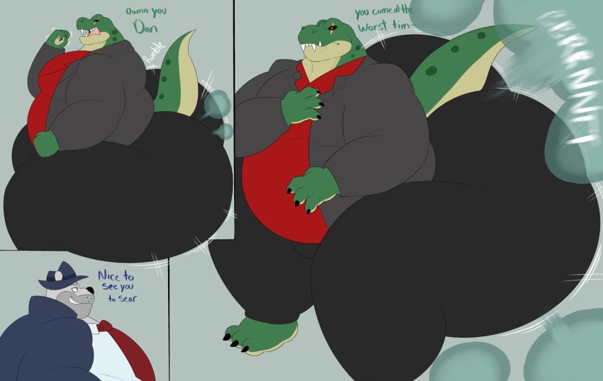 ass_bigger_than_head bear big_ass detective dinosaur fart fart_cloud fart_everywhere fart_fetish farting fat fat_ass furry gay megacoolbear_(artist) original_characters reptile reptile_humanoid scalie scalie_humanoid