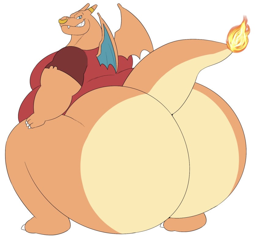 ass_bigger_than_head big_ass big_butt brutus_(megacoolbear) charizard fat fat_ass gay megacoolbear_(artist) original_character pokemon pokemon_(species) squatting