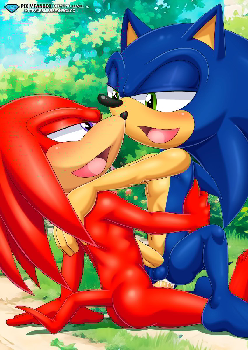 2boys anal anal_sex anthro anus ass balls bbmbbf blush cum cum_in_ass cum_inside diamond_level gay knuckles_the_echidna male male/male male_only mobian_(species) mobius_unleashed open_mouth palcomix penis pietros_secret_club sega sex sonic_(series) sonic_the_hedgehog sonic_the_hedgehog_(series) tongue yaoi
