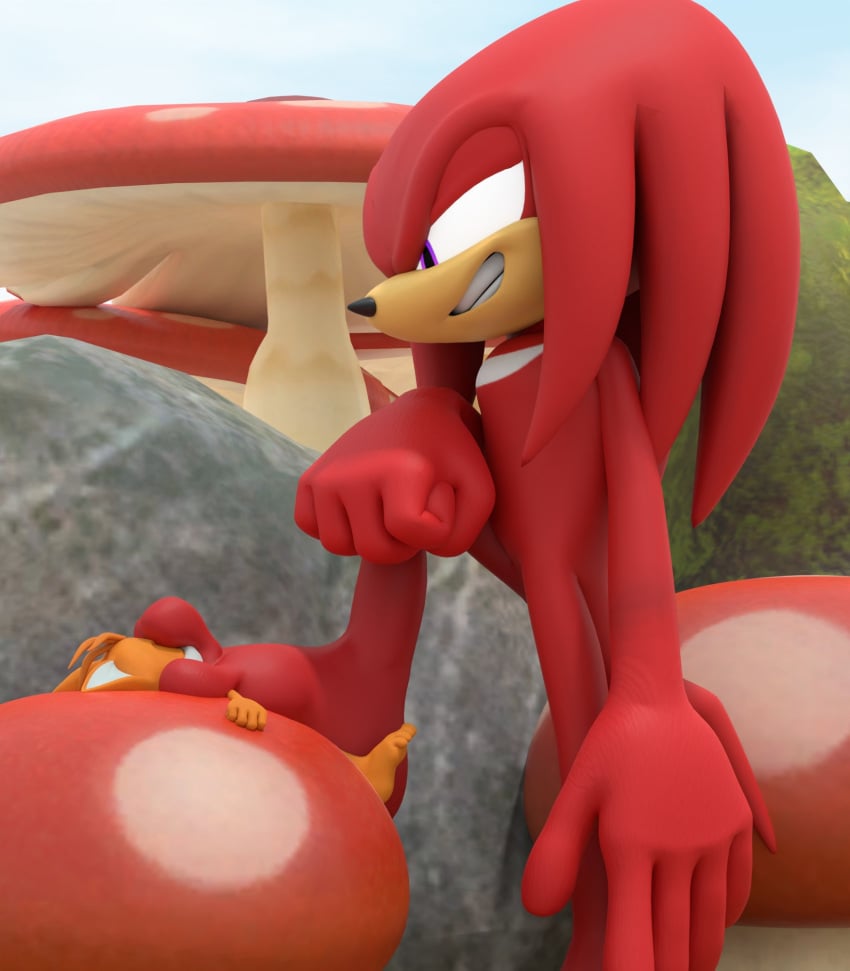 anthro ask-macro-rookie barefoot duo feet foot_fetish foot_focus hi_res knuckles_the_echidna macro male male/male micro nude sega smothering sonic_(series) sonic_the_hedgehog_(series) stomping tails trampling underfoot