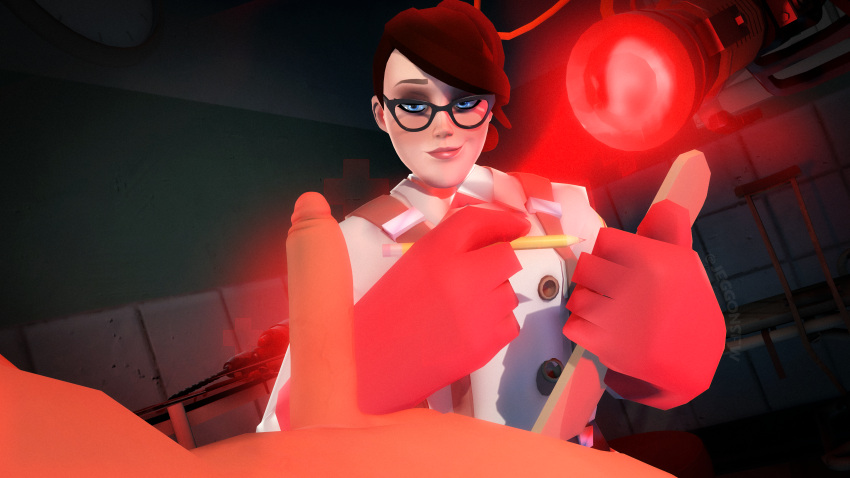 1boy 1girls 3d female femmedic hi_res highres jeggosfm male medic_(team_fortress_2) penis solo_focus source_filmmaker tagme team_fortress_2 unseen_male_face