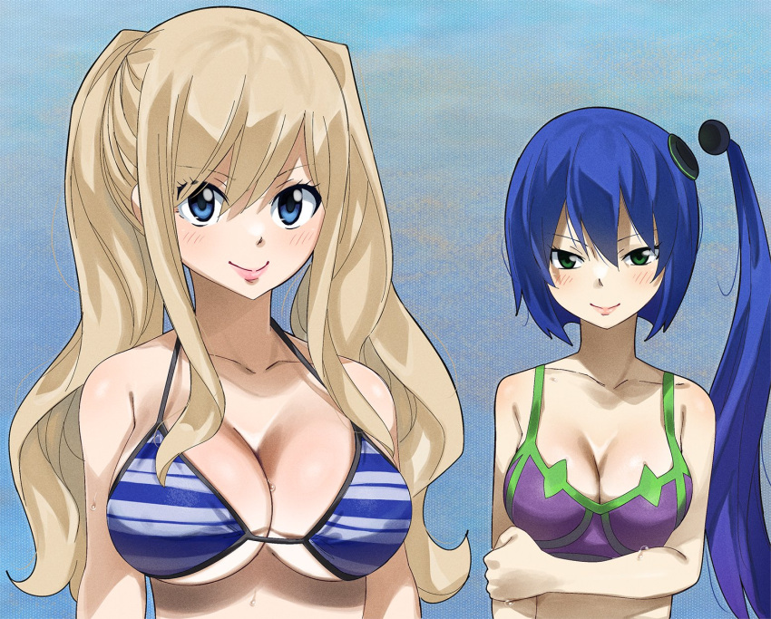 2girls big_boobs big_breasts blonde_hair blue_eyes blue_hair boobs breasts edens_zero female_only gaston18 green_eyes labilia_christy long_hair looking_at_viewer multiple_girls rebecca_bluegarden smile smiling tagme upper_body