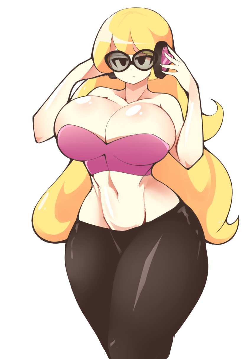 1girls big_breasts blonde_hair ch3rrycupcakes cleavage crop_top curvy daisuki_rap_(rhythm_tengoku) exposed_midriff headphones hourglass_figure light-skinned_female long_hair mc_adore midriff navel nintendo rhythm_heaven rhythm_tengoku slim_waist sora_(rhythm_tengoku) sunglasses thick_thighs tight_clothing toned_stomach voluptuous wide_hips