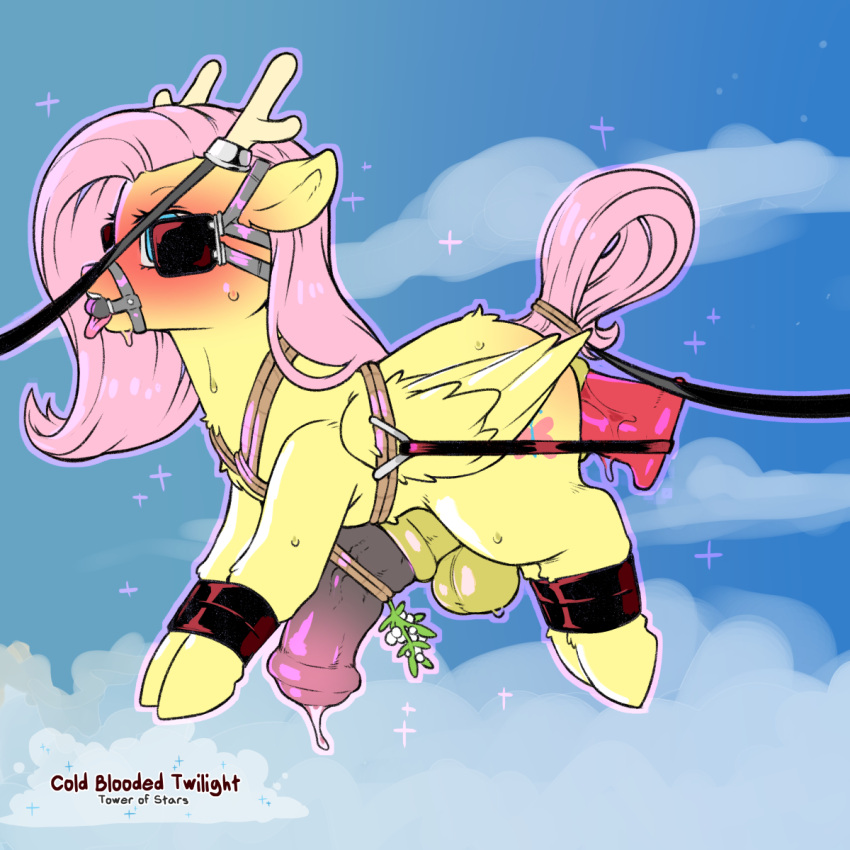 1:1 2022 animal_genitalia animal_penis cold-blooded-twilight cutie_mark digital_media_(artwork) equine_penis feral fluttershy_(mlp) friendship_is_magic futa futanari genitals hasbro hi_res intersex mammal my_little_pony outside penis rule_63 sex_toy solo tongue tongue_out wings