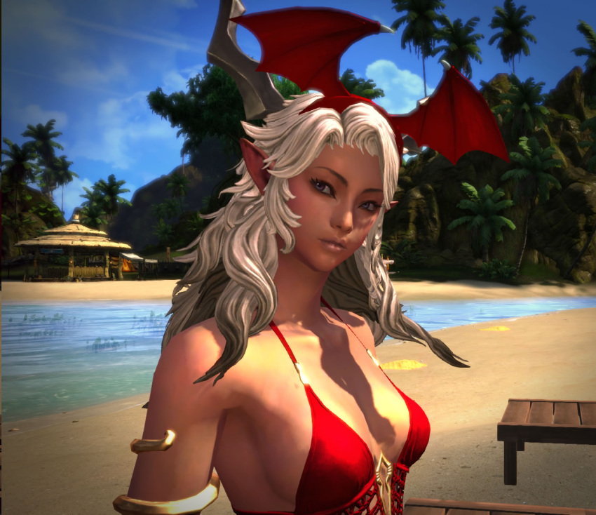 1girls 3d castanic character devil game screencap screenshot sling_bikini tera_online wings