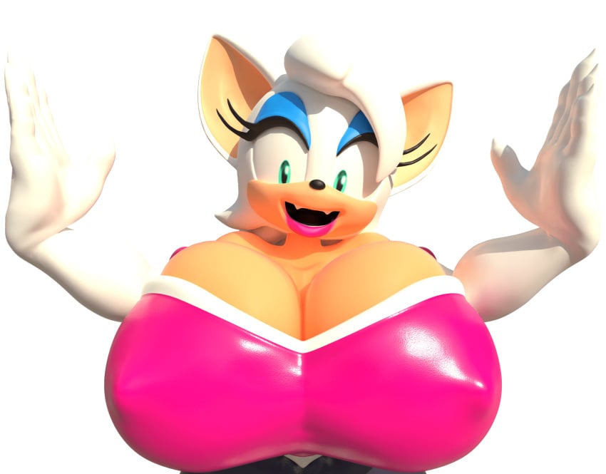 big_breasts chest_plate cleavage fangs green_eyes hands_up huge_breasts pink_lipstick rouge_the_bat sega shocking_(artist) sonic_(series) sonic_the_hedgehog_(series) surprised_expression transparent_background white_hair