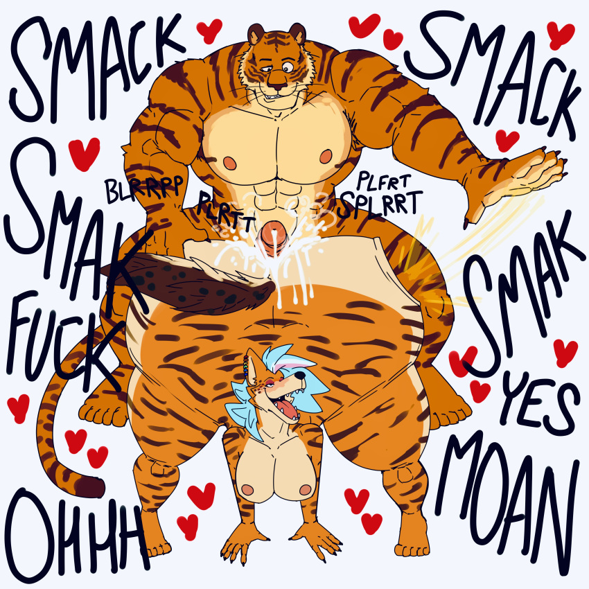 abs absurd_res after_anal after_sex all_fours ambiguous_gender ambiguous_penetrated anal anal_sex anothermeekone anthro ass beastars big_breasts big_butt big_chest big_muscles big_pecs big_penis bill_(beastars) blush bodily_fluids breasts butt_slap canine cheeky cum cum_fart cum_in_ass cum_inside cum_on_penis cumshot curvy_figure duo ear_piercing ear_ring ejaculation english_text erection eyeshadow fart fart_on_dick farting_on_dick fox fur gape_fart genital_fluids genitals girly hair hi_res highlights_(coloring) hot_dogging hourglass_figure huge_butt huge_cock huge_hips huge_muscles huge_thighs hyaenid hybrid intersex larger_male leaking leaking_anus leaking_cum lgbt_pride long_tail looking_at_another looking_at_partner looking_down looking_pleasured makeup male male/ambiguous male_penetrating male_penetrating_ambiguous mammal moan multicolored_hair muscular muscular_anthro muscular_arms muscular_male nipples nude open_mouth pantherine pecs penetration penis piercing pride_colors ring_piercing ripples sex simple_background size_difference slap slap_(sound_effect) smacking smacking_ass smacking_butt small_torso small_waist smaller_ambiguous smile smug smug_expression smug_eyes smug_face smug_grin spotted_hyena stripes submissive submissive_ambiguous submissive_anthro text thick_thighs thirsty_(thirstydraws) tiger tiny_waist tongue twerking