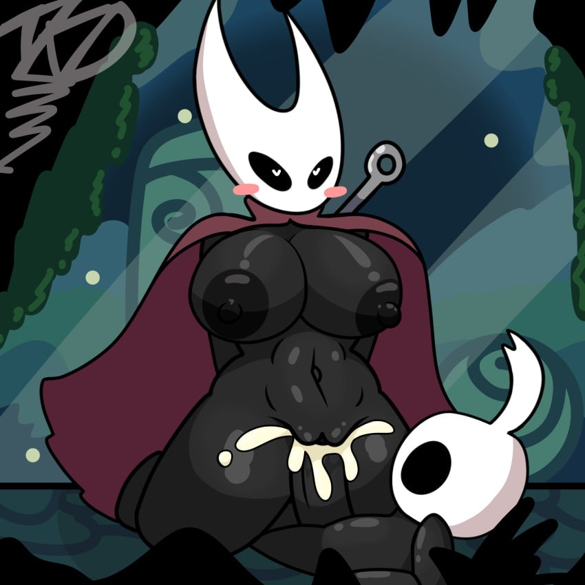 <3_eyes anthro arthropod big_breasts big_penis black_body blush bodily_fluids breasts cum detailed_background duo excessive_genital_fluids female genital_fluids genitals hands_behind_back heart hi_res hollow_knight hornet_(hollow_knight) male male/female mask penetration penis protagonist_(hollow_knight) pussy pussy_juice small_but_hung tagme team_cherry thick_thighs tkd vaginal_penetration video_games