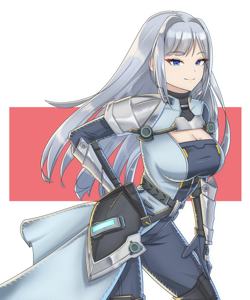 1girls absurd_res armor black_boots black_gloves black_thighhighs blue_eyes boots breast_tattoo breasts busty cleavage cleavage_cutout curvaceous curvy elbow_gloves ethel_(xenoblade) female female_only gloves grey_clothing grey_jacket grey_legwear hand_on_hip highres hourglass_figure jacket large_breasts leaning_forward legwear long_hair long_sleeves looking_at_viewer nintendo shoulder_pads silver_hair smile smiling succducc888 tattoo thick_thighs thigh_boots thigh_highs thighs very_long_hair voluptuous xenoblade_(series) xenoblade_chronicles_3