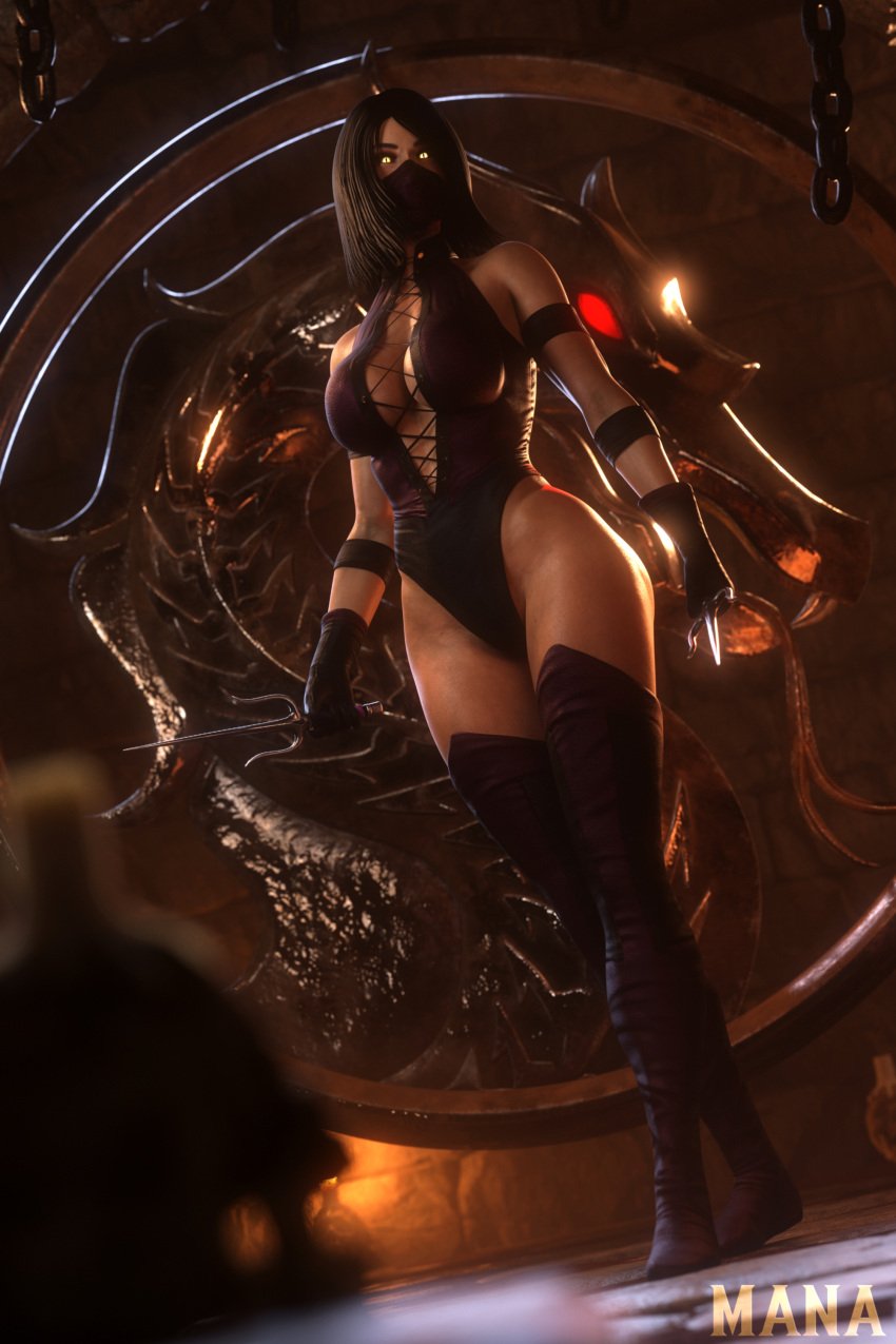 1girls 3d alternate_version_available big_breasts black_hair cleavage edenian female female_only fully_clothed klassic_mileena managasm mask masked masked_female mileena mileena_(mk9) mortal_kombat mortal_kombat_(2011) mortal_kombat_3 solo tarkatan twitter_link video_game_character