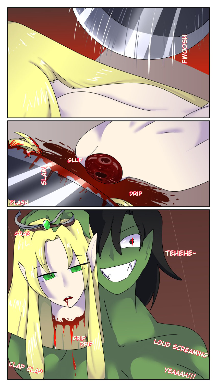 army beheaded beheading blood breasts chopping_block comic creamyreflex dead death decapitated decapitated_head decapitation dialog dialogue elf elf_ears elf_female elf_girl elf_queen execution female_death futa_on_female futanari gangbang gangrape gore guro hairy_armpits hairy_balls hairy_pussy killed killing misogyny necrophilia nipples nude_futanari orc orc_futanari orgy presenting_head pubic_hair queen racism rape scar scars snuff text virgin virginal_blood virginity_loss