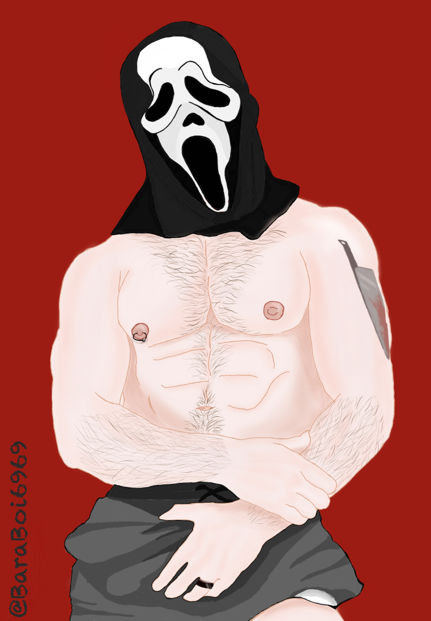 bara gay ghostface horror male male_only muscle muscles pecks scream solo yaoi