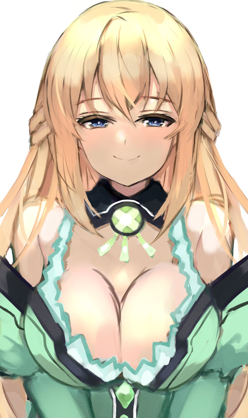 1girls big_breasts bimmy blonde_hair blue_eyes breasts busty cleavage dress female female_only goddess hi_res large_breasts light-skinned_female light_skin long_hair neptunia_(series) smile solo vert voluptuous