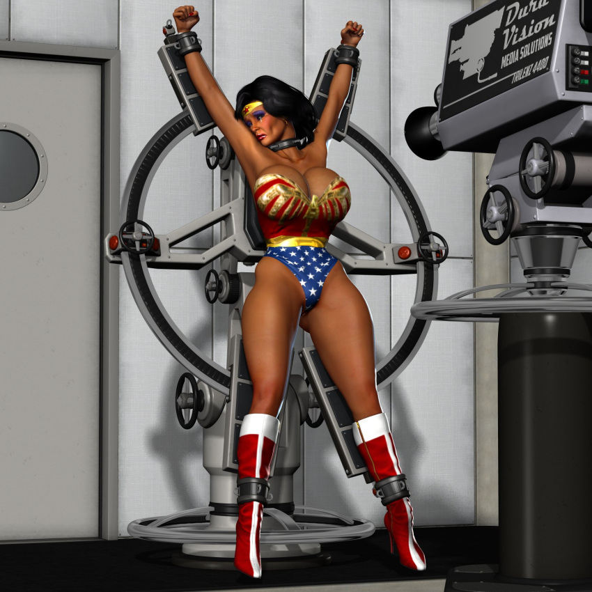 1girls 3d 3d_(artwork) amazon big_breasts black_hair brown_body brown_skin busty danoshc dark-skinned_female dark_hair dark_skin dc dc_comics eyebrows eyelashes eyes female female_only hair hips hourglass_figure huge_breasts large_breasts legs lips original restrained solo superhero superheroine superheroinecentral tears themysciran thick thick_legs thick_thighs thighs voluptuous wonder_woman wonder_woman_(series)