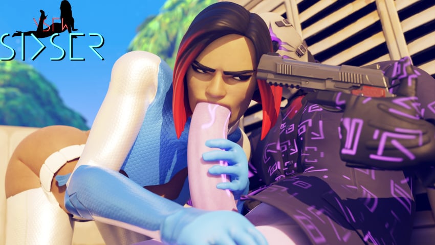 1girls blowjob dark_wildcard_(fortnite) faceless_male firebrand_(fortnite) forced forced_oral fortnite fortnite:_battle_royale gun rape sixser