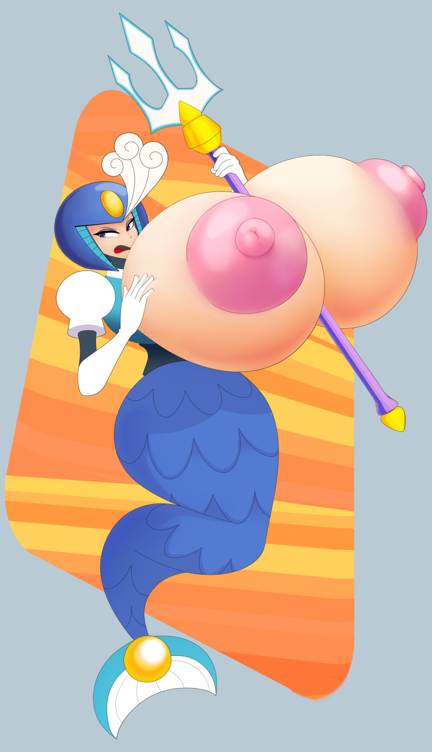 1girls breasts doodlewill female hyper_breasts mega_man mega_man(classic) mermaid robot_girl splash_woman tagme