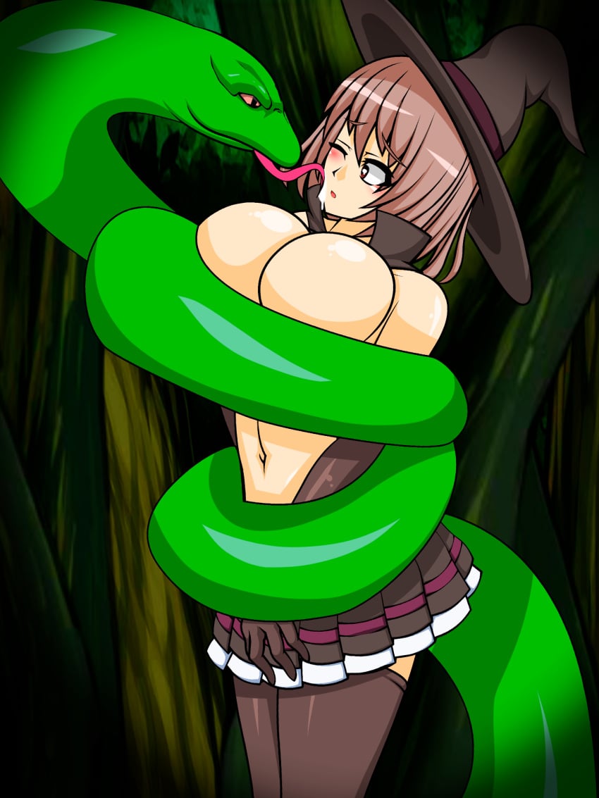 big_breasts coiled darkhen1410 koooon_soft koooonsoft_witch_girl snake snake_coil snake_tongue