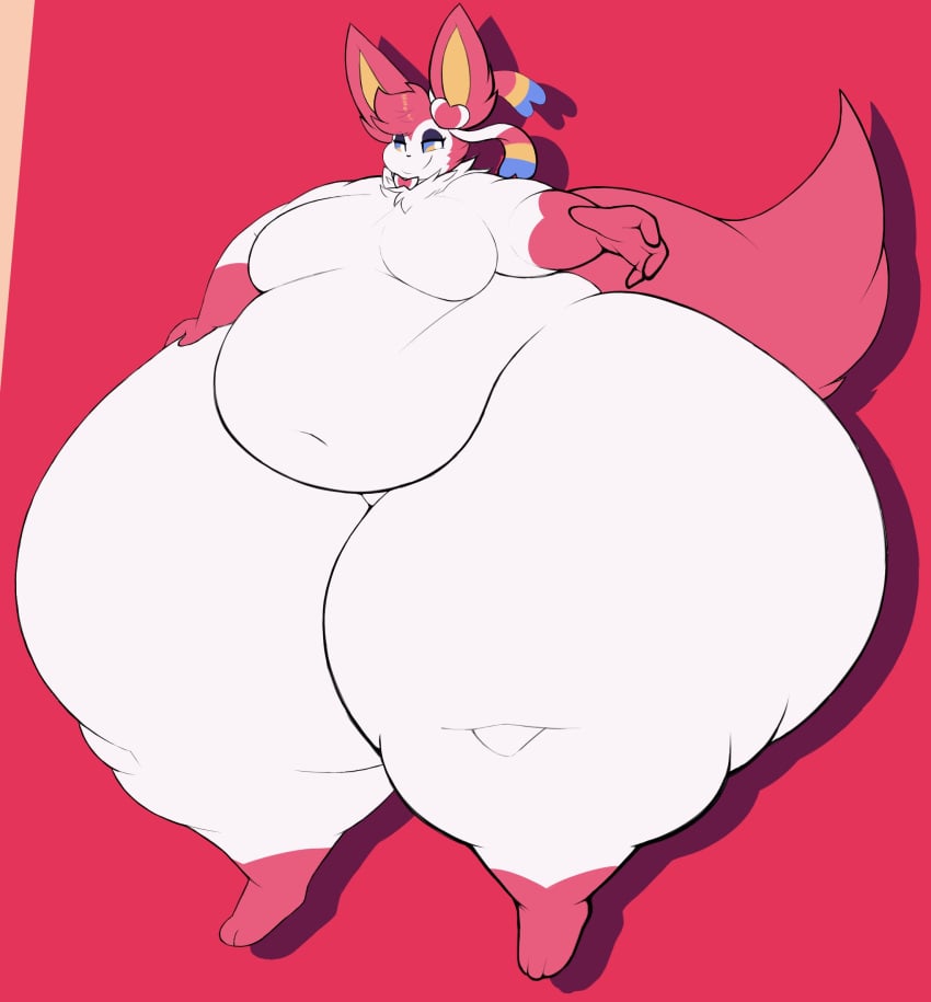 ambiguous_gender atsuinekowo eeveelution fat hyper male moobs pokémon_(species) pokemon sylveon tagme thick_thighs velvet_(atsuinekowo) wide_hips