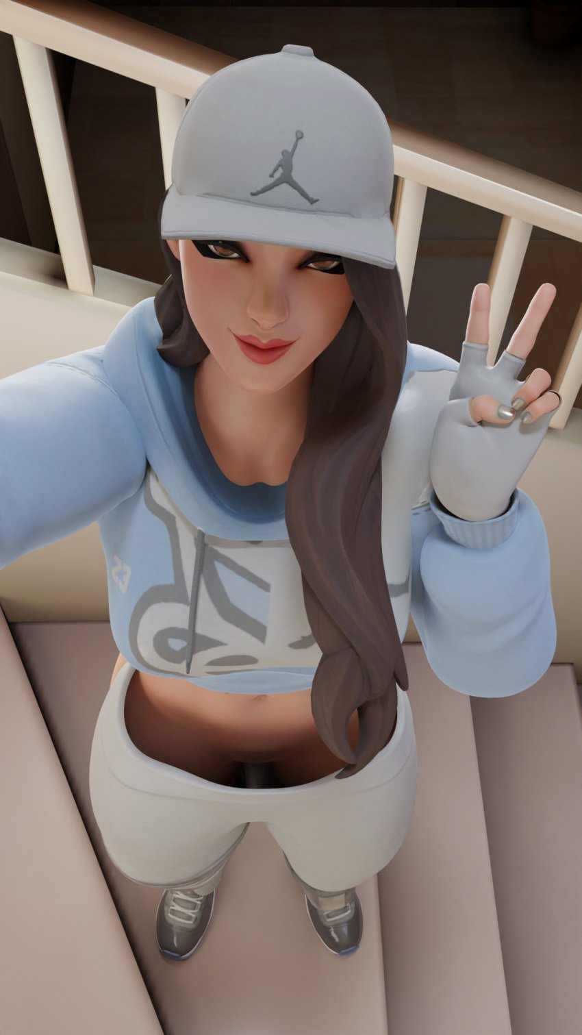 1girls 3d female female_only fortnite hangtime_(fortnite) jinxed_xp peace_sign pussy ruby_(fortnite) solo solo_female tagme