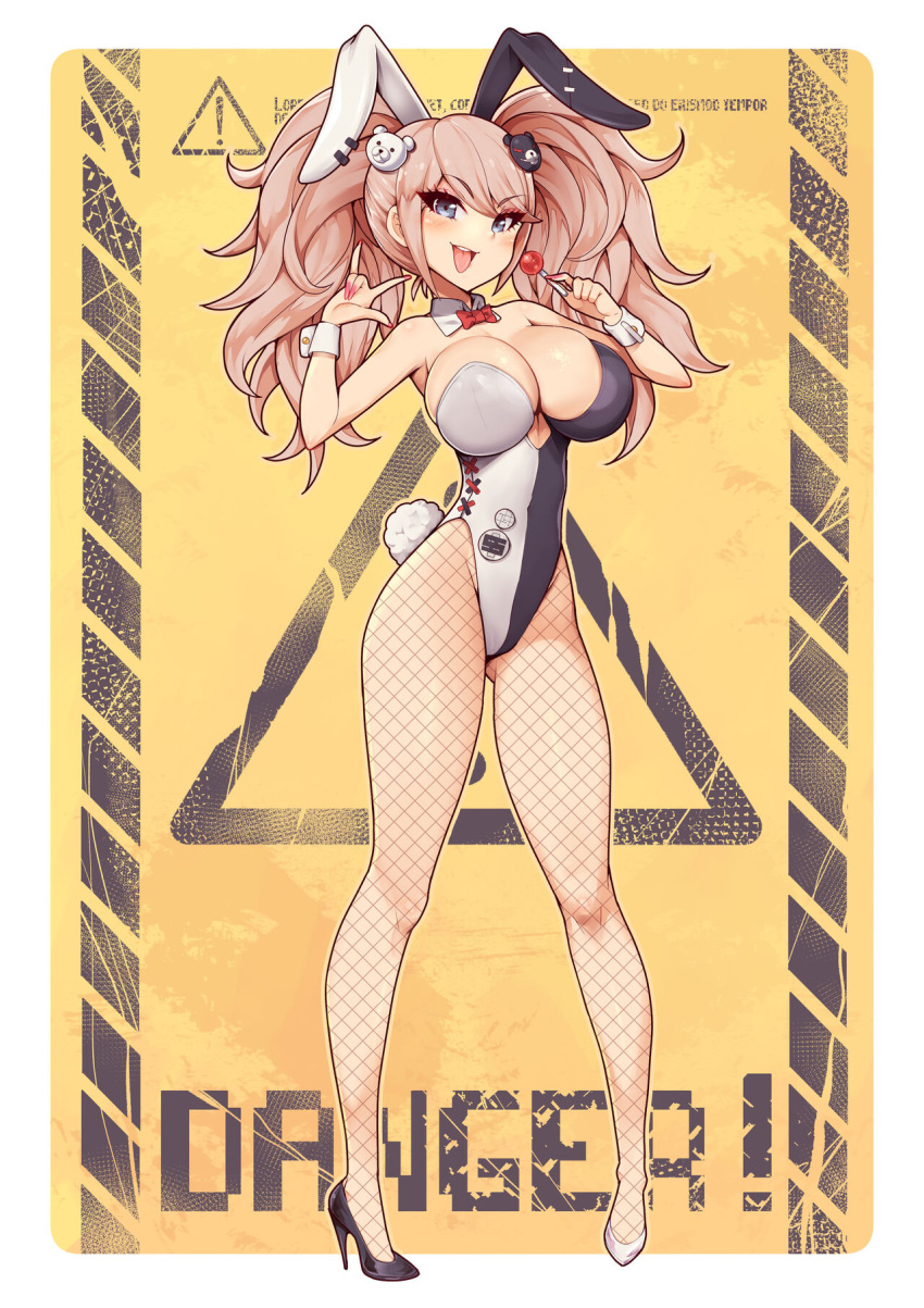 alternate_version_available breasts bunny_ears bunny_girl bunnysuit cleavage danganronpa danganronpa:_trigger_happy_havoc danganronpa_1 female_only high_heels huge_breasts junko_enoshima large_breasts lollipop nonude smooth_skin thighs virus-g