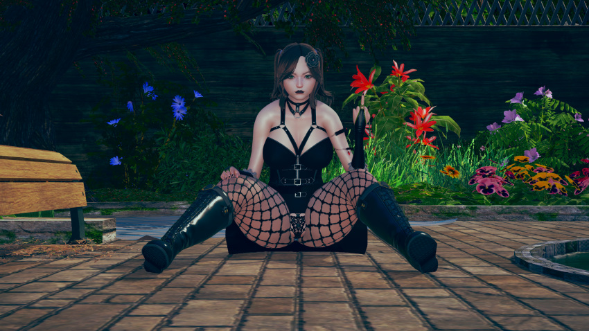 3d black_hair black_panties fishnet_legwear goth legs open pervert pure_lust