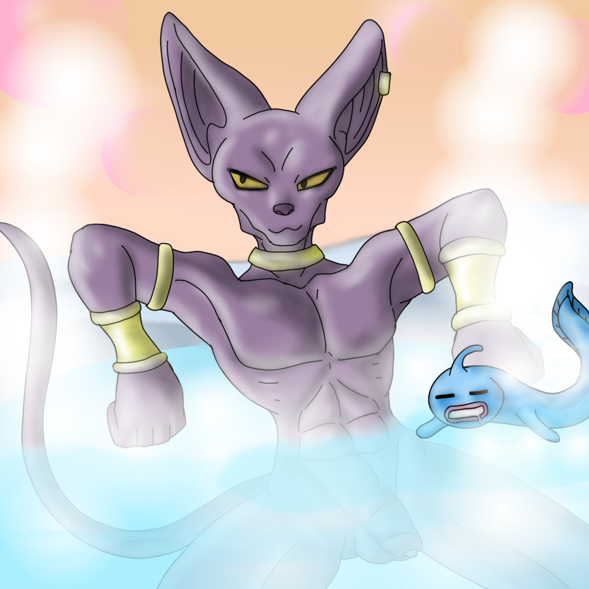 bath bathing beerus beerus'planet digital_art dragon_ball dragon_ball_super feline_humanoid flaccid flaccid_penis furry hot_spring large_penis looking_at_viewer male male_only mazikeen666 nude oracle_fish pool relaxing retracted_foreskin sitting soft solo solo_focus uncensored uncircumcised uncut water