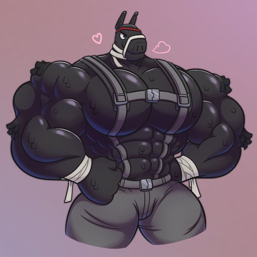 animate_inanimate anthro bara barazoku black_fur darkpolari eyepatch fortnite fortnite:_battle_royale gay heart lt._john_llama male_only muscular piñata tagme