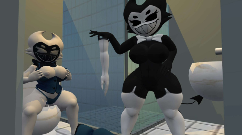 bendy bendy_and_the_ink_machine cally3d clazzey cryptiacurves cuddlepool darling_(cally3d) female inverted_bendy south_shaed_(dreams_come_true_studio) undressing