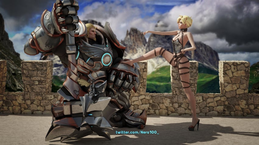 1girls 3d angela_ziegler armor ass bandage big_breasts big_breasts blender blizzard_entertainment blonde_hair blonde_hair breasts castle chains chest collar corset domination feet female heels hentai hi_res legs lgiht_hair light_skin lipstick makeup mercy nails nero100 overwatch overwatch_2 pose reinhardt shiny shoes thighs waxiw