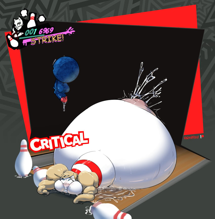 alternate_version_available ann_takamaki atlus belly_inflation big_penis blonde_hair blue_eyes blush blush_lines bowling_ball bowling_pin bowling_pins cum cum_inside cum_leaking cumflation darkhatboy eyes_rolled_back fuckable_pin hairclip horny_blue_bowlingball hp_bar inflated_belly inflation mask mouth_full_of_cum penis persona persona_5 post_transformation textless textless_version transformation transformation_sequence twintails wyer_bowling wyer_bowling_(meme)