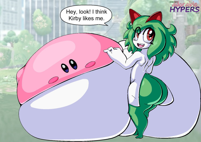 big_ass big_breasts breasts bubble_butt bursting_breasts emillie_(zanbonsen) gigantic_breasts huge_ass huge_breasts kirby kirby_(series) kirlia mouthful_mode pokémon_(species) pokemon pokemon_(species) tagme zanbonsen