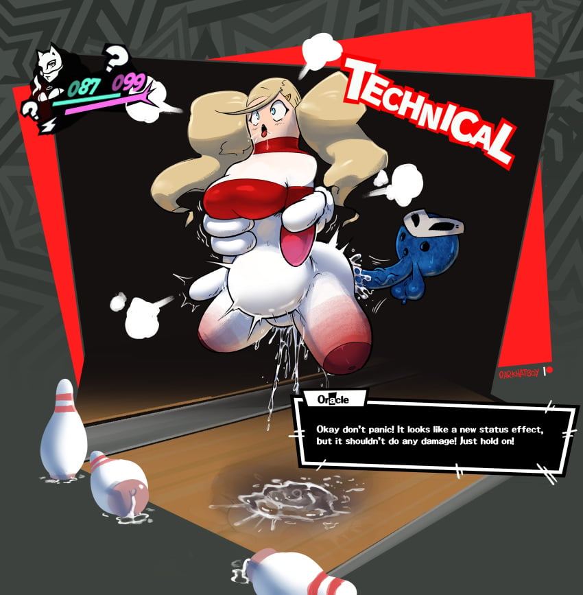 alternate_version_available ann_takamaki atlus belly_inflation big_belly big_penis blonde_hair blue_eyes blush blush_lines bowling_ball bowling_pin bowling_pins cum cum_in_ass cum_inside cum_leaking cumflation cumming cumming_inside darkhatboy english english_text fuckable_pin glove hairclip horny_blue_bowlingball hp_bar huge_hand inflated_belly inflation mask penis penis_in_ass persona persona_5 sex sex_from_behind suprised surprised_expression surprised_face surprised_look text text_box transformation transformation_sequence twintails white_glove wyer_bowling wyer_bowling_(meme)