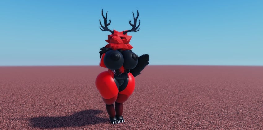 3d ass baseplate big_breasts big_butt breasts claws female female_only holding_breasts horns looking_at_viewer multicolored_skin open_mouth red_skin roblox robloxian solo solo_female standing tagme tail thick_thighs thin_waist vagina willie_piv