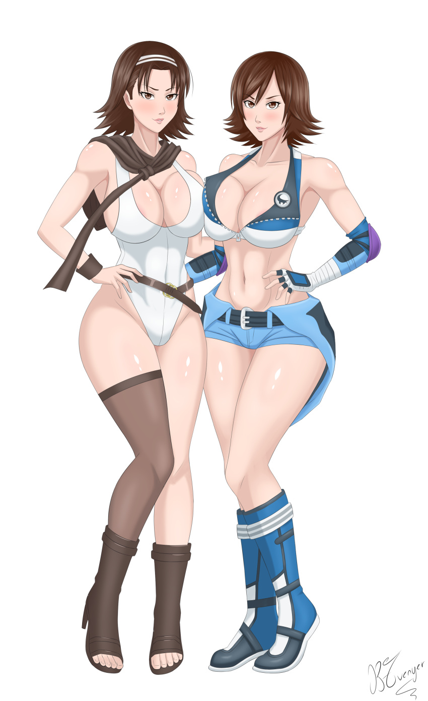 2girls absurd_res alluring asuka_kazama aunt_and_niece big_breasts breasts brown_eyes brown_hair cousins female female_only hi_res huge_breasts jun_kazama k7venger kazama_asuka kazama_jun large_breasts mature_female milf multiple_girls namco nipple_slip nipples tekken tekken_2 tekken_5 tekken_5_dark_resurrection tekken_7 tekken_tag_tournament tekken_tag_tournament_2 toes voluptuous