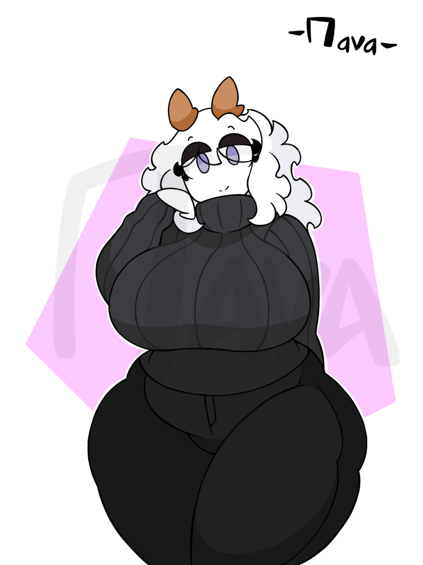 anthro anthro_only big_breasts big_thighs blue_eyes breasts deer deer_girl deer_horns demon demon_girl demon_horns goth goth_girl gothic kay_(srnava) mommy mother oc srnava thick thick_ass thick_legs thick_thighs thighs white_hair white_skin