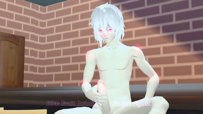 alone blush blushing blushing_penis dick erection male_masturbation my_hero_academia naked penis red_eyes sfm shigaraki_tomura solo_male source_filmmaker tomura_shigaraki white_hair