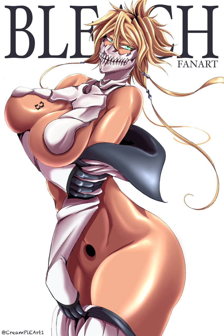 1girls abs big_breasts bleach blonde_hair bottomless creampieart1 fanart mask tia_harribel