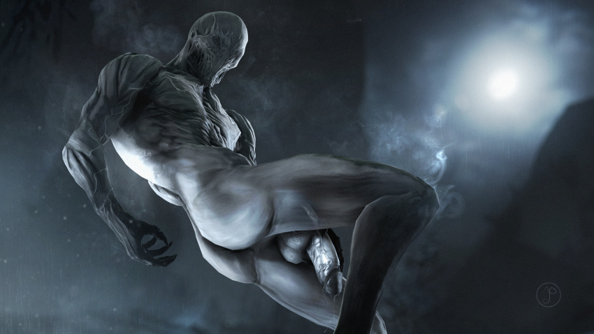 2022 4k balls biceps blurry_background claws dust erection faceless_male gay ghost male male_only muscular muscular_male outlast pectorals penis precum red_barrels smoke solo solo_male source_filmmaker tauntilock veins walrider watermark