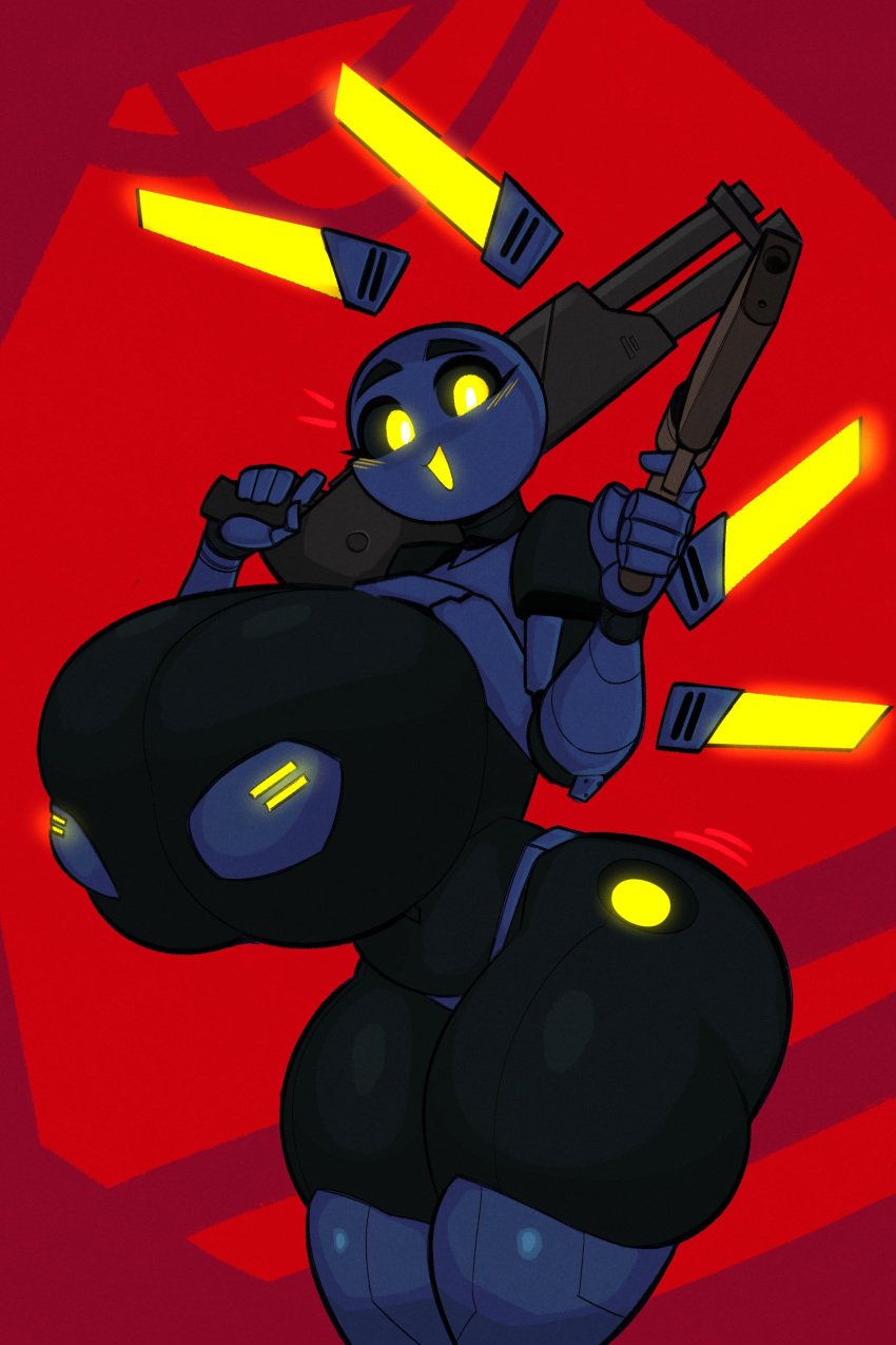 1girls 2020s 2022 2d absurd_res breasts color crossover female female_only hi_res huge_breasts huge_thighs hyper hyper_breasts jenny_wakeman my_life_as_a_teenage_robot revolver robot robot_girl sfw shaded shotgun solo solo_female ultrakill v1_(ultrakill) xj-9 yellow_eyes zetaskully