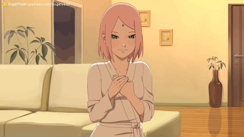 1girls angelyeah animated animated_gif barely_clothed bathrobe before_sex belly belly_button blush bob_cut boruto:_naruto_next_generations cute embarrassed erect_nipples eye_contact female female_focus female_only flashing flashing_breasts flashing_pussy gif green_eyes hi_res high_resolution highres imminent_sex indoors light-skinned_female light_skin living_room long_hair looking_at_viewer looking_down male_pov mature mature_female medium_hair milf naruto naruto_(series) nipples no_bra no_panties no_underwear one_breast_out pale-skinned_female pale_skin petite pink_hair pink_nipples pov pov_eye_contact presenting presenting_body presenting_breasts presenting_pussy presenting_self pussy removing_clothing robe sakura_haruno shoulder_length_hair shounen_jump small_breasts smile smiling smiling_at_viewer solo solo_female solo_focus tease teasing teasing_viewer undressing undressing_self vagina