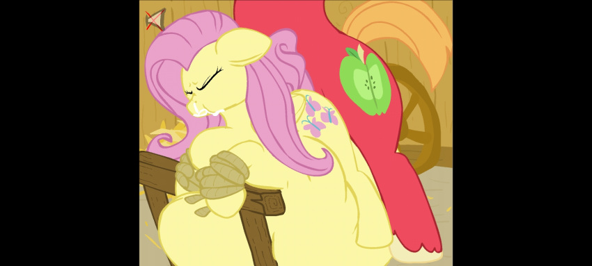 big_macintosh_(mlp) cumflation fluttershy_(mlp) mlp my_little_pony ready_to_pop straight_hair