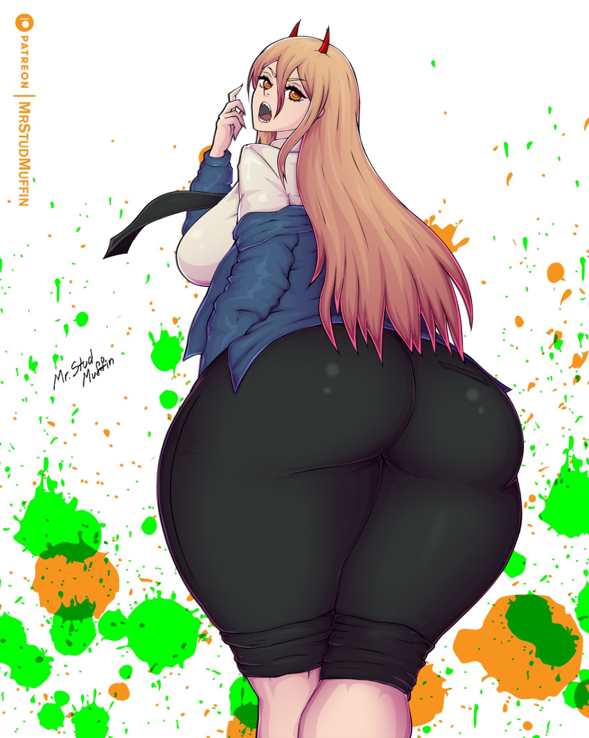 1girls ass back_view big_ass breasts bubble_ass bubble_butt chainsaw_man huge_ass huge_butt mrstudmuffin power_(chainsaw_man) thick_ass thick_thighs