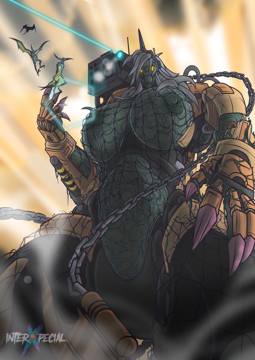 1girls biomechanical bionicle female_creature giantess interxpecial lego looking_at_viewer looking_down monster_girl original_character solo solo_female solo_focus