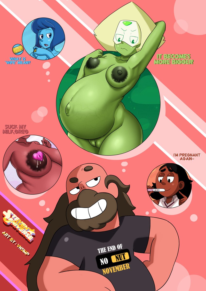 breasts connie_maheswaran engrish greg_universe interspecies_pregnancy lapis_lazuli_(steven_universe) multiple_pregnancies no_nut_november peridot_(steven_universe) pregnant pregnant_belly pregnant_female priyanka_maheswaran steven_universe veiny_belly vn_simp