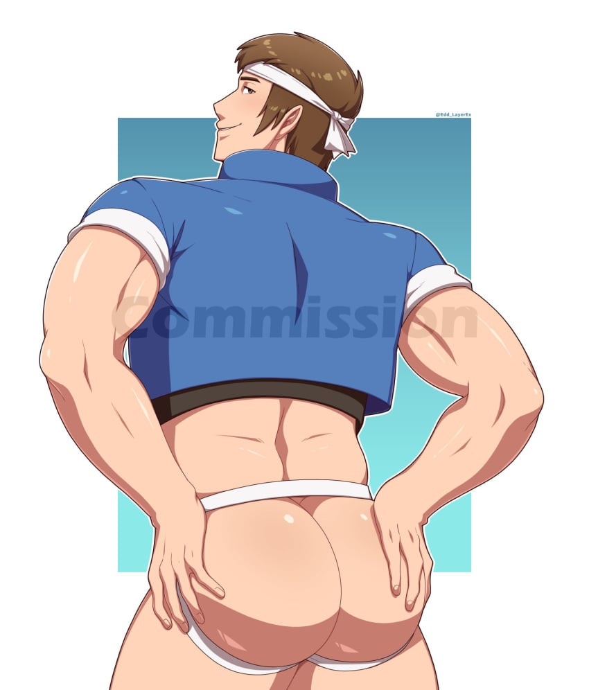 1boy ass ass_focus bubble_butt edd_layerex gay grabbing_own_ass jockstrap king_of_fighters male male_only shingo_yabuki