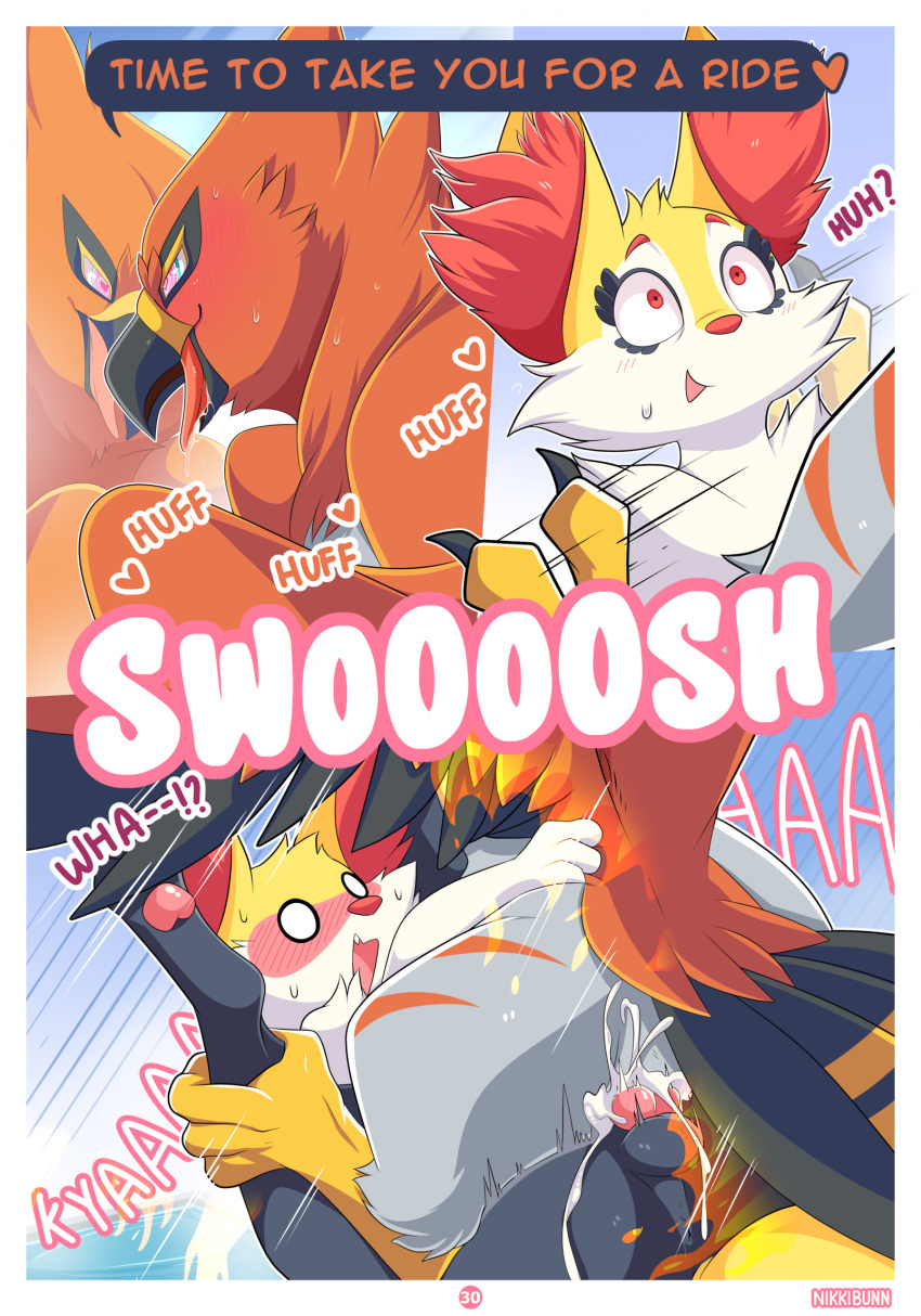 <3_eyes 2022 animal_genitalia anthro anthro_on_feral anthro_penetrating anthro_penetrating_feral ari_the_talonflame avian balls beak blush bodily_fluids braixen breath canid canine cloaca cloacal cloacal_penetration comic cum cum_in_cloaca cum_inside cum_splatter dialogue duo ejaculation ellie_the_braixen english_text female female/female female_penetrated female_penetrating female_penetrating_female feral feral_penetrated generation_6_pokemon genital_fluids genitals heart hi_res inner_ear_fluff knot leaking_cum leg_grab mammal nikkibunn nintendo panting penetration penis pokémon_(species) pokemon pokemon_(species) power_bottom sex shaded sweat sweatdrop talonflame talons text tongue tongue_out tuft video_games zoophilia