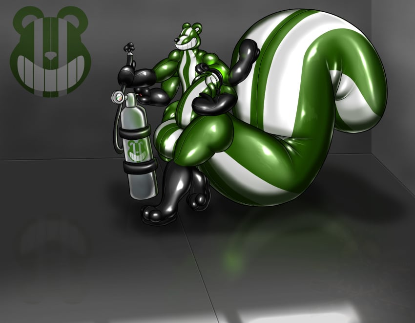 3_toes 4_arms anthro balls big_balls big_penis big_tail black_arms black_legs black_nose black_penis canister digital_drawing_(artwork) digital_media_(artwork) erection evilfoxyfull eyeless feet genitals green_balls green_ears green_penis hi_res holding_penis holding_tube humanoid_genitalia humanoid_penis latex logo long_tail male mammal markings mephitid multi_arm multi_limb penis reflective_floor rubber rubber_body rubber_creature skunk smile solo striped_balls striped_body striped_genitalia striped_markings striped_penis striped_tail stripes tail_markings toes white_balls white_penis white_stripes white_tail xander