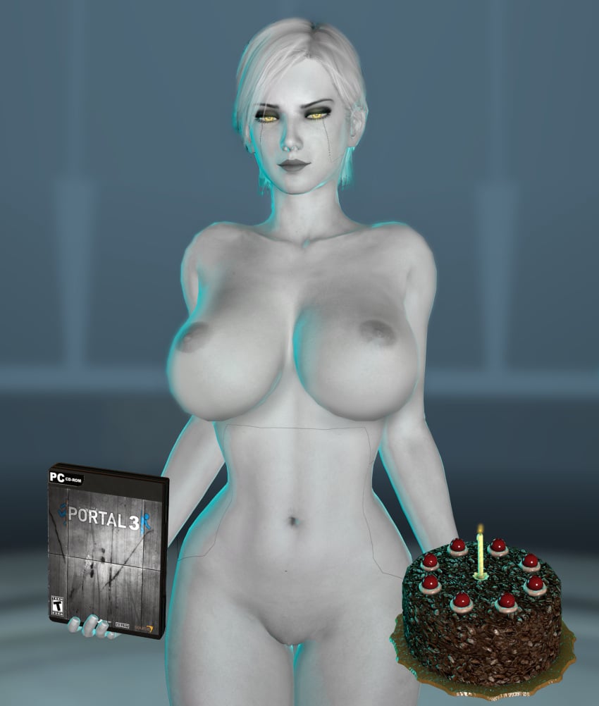 1girls 3d aperture_laboratories aperture_science apertureman artificial_intelligence big_breasts breasts cake child_bearing_hips christie_(doa) completely_naked completely_nude cybernetics dead_or_alive female full_frontal_nudity glados gynoid hi_res highres hourglass_figure humanized lips_parted looking_at_viewer massive_breasts naked nipples nude nude_female portal_(series) robot robot_girl short_hair solo source_filmmaker standing tecmo thick_thighs thighs uncensored vagina valve_(company) white_hair wide_hips yellow_eyes